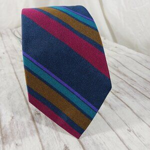 Vintage COACH Luxe Men's Italian Silk Necktie Bold Diagonal Stripes 58 x 3.75"